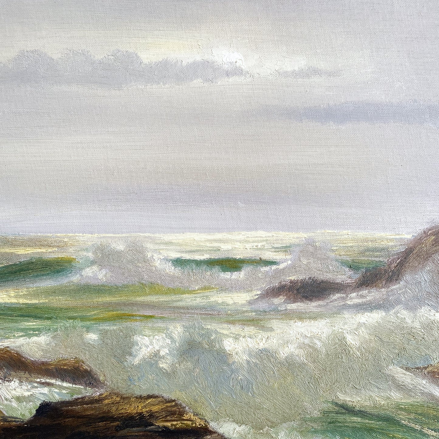 Large Original Seascape Painting by Ronald Davies (24 x 28)