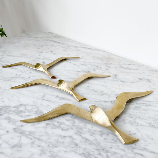 Set of Vintage Solid Brass Seagulls