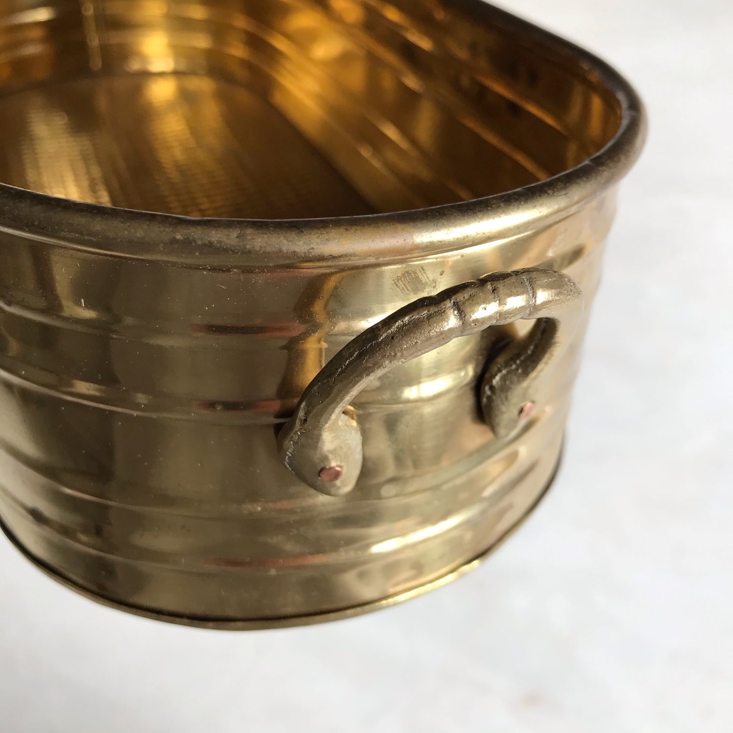 Long Vintage Brass Planter with Handles