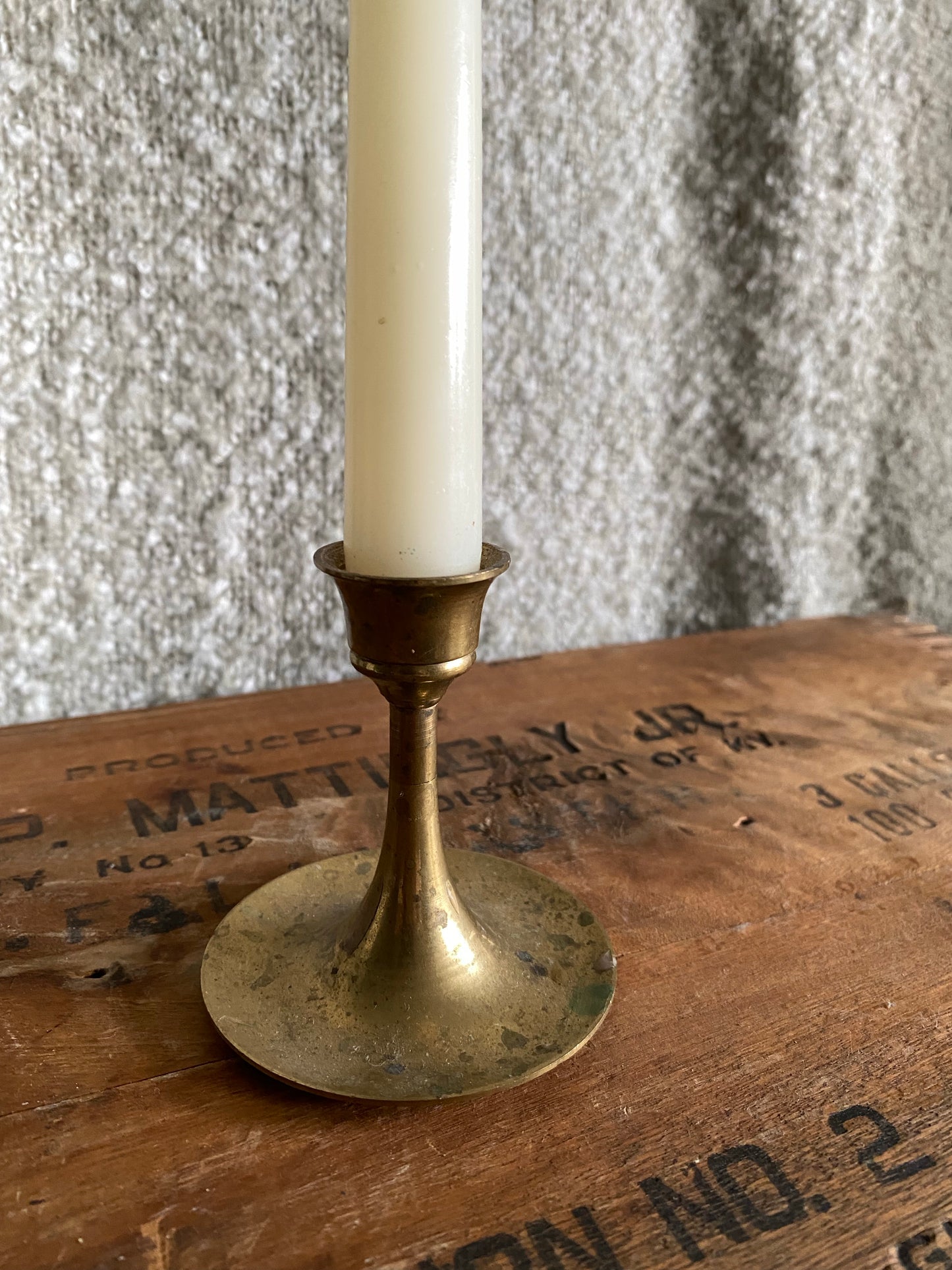 Small MCM Slender Brass Candlestick Holder