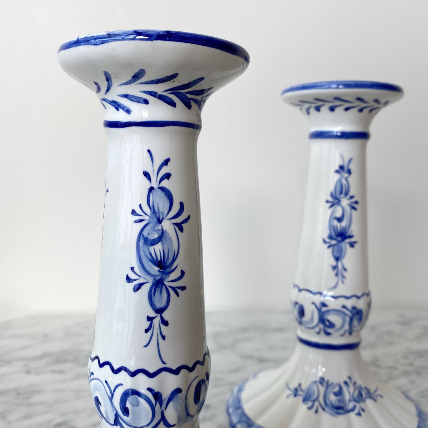 Pair of Hand-painted Candlestick Holders, Portugal