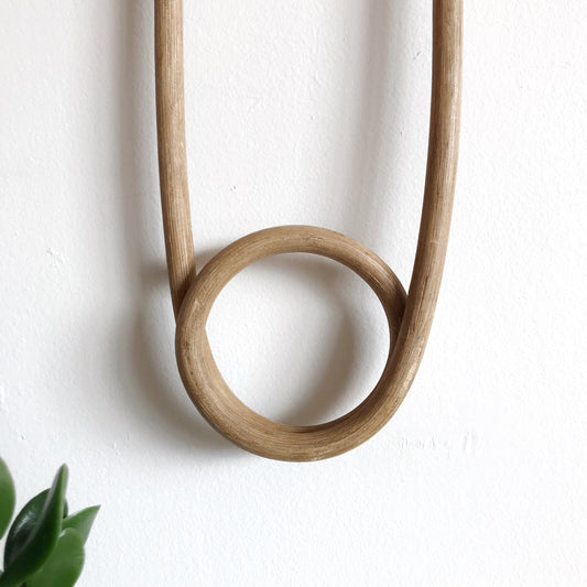 Oversized Vintage Wood Safety Pin