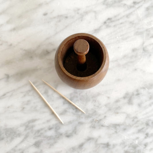 Vintage Turned Wood Toothpick Holder