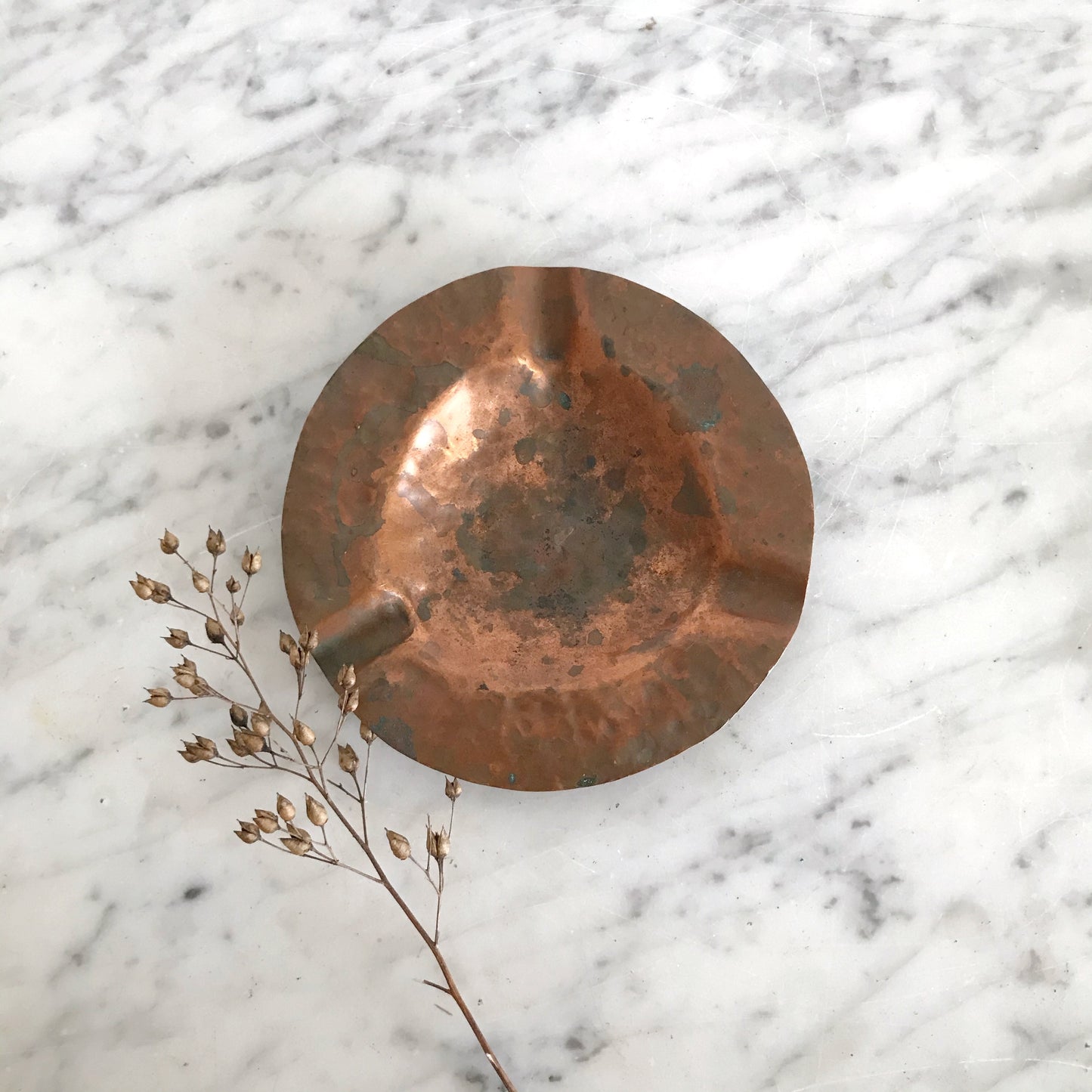 Vintage Hammered Copper Ashtray