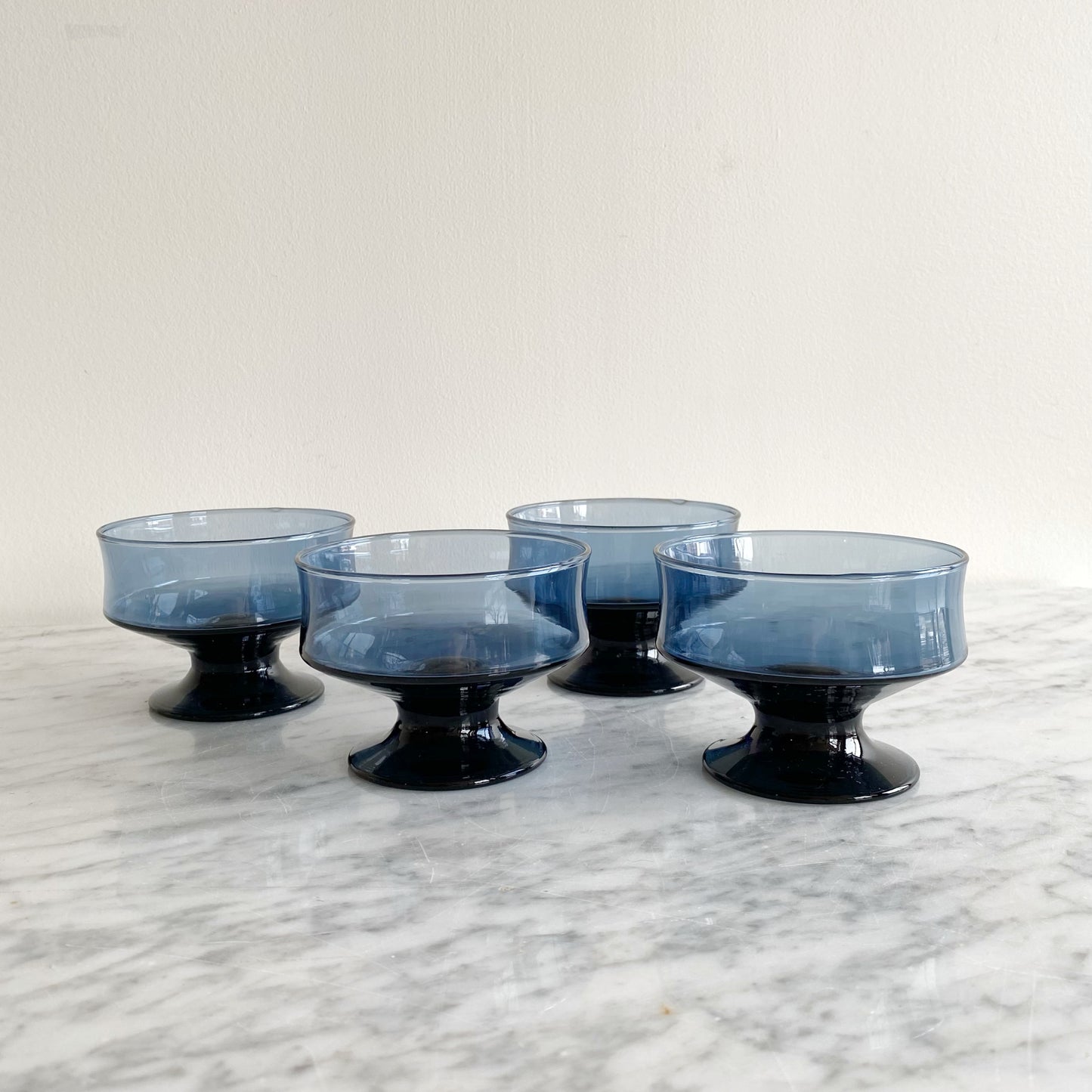 Set of 4 Vintage Blue Sapphire Glasses, Choose Style