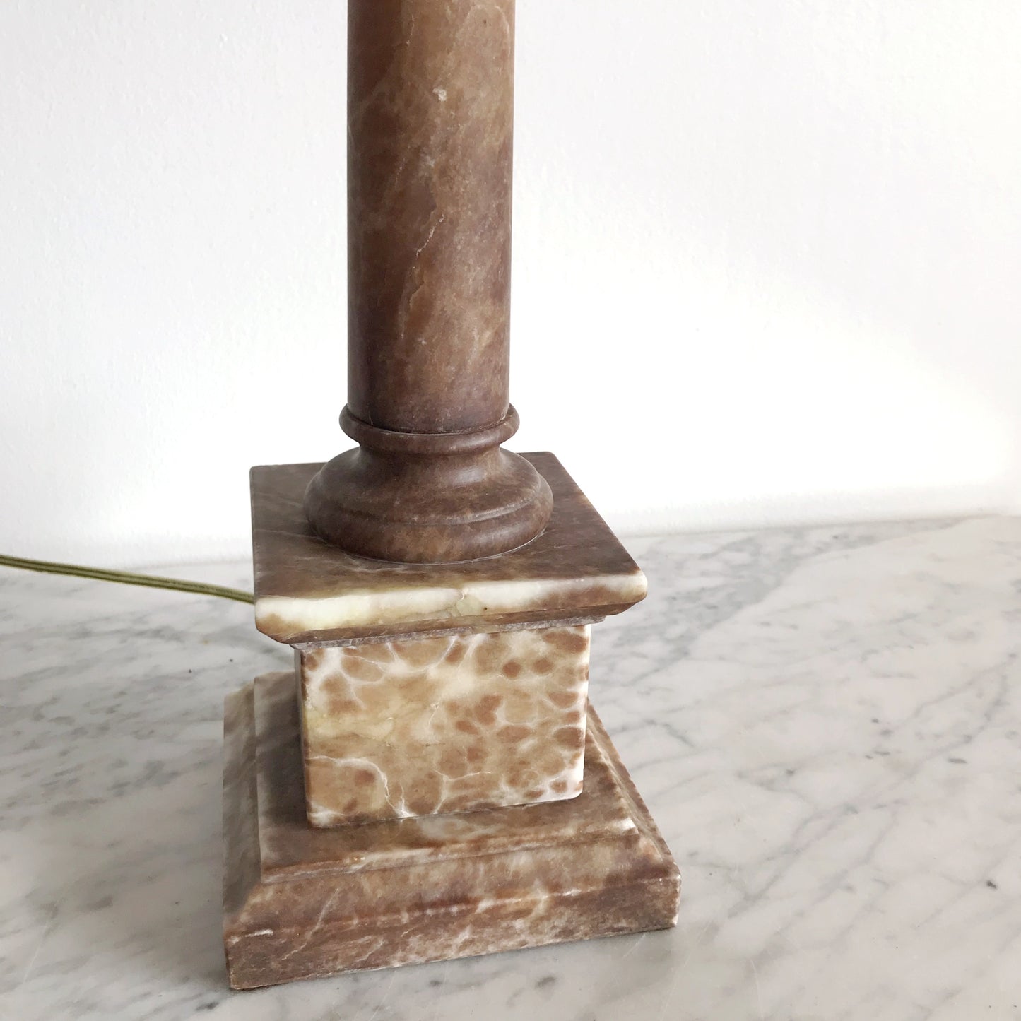 Vintage Slender Alabaster Column Table Lamp, Italy