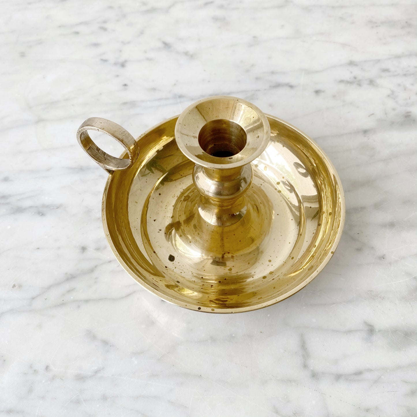 Vintage Solid Brass Candle Holder with Drip Tray