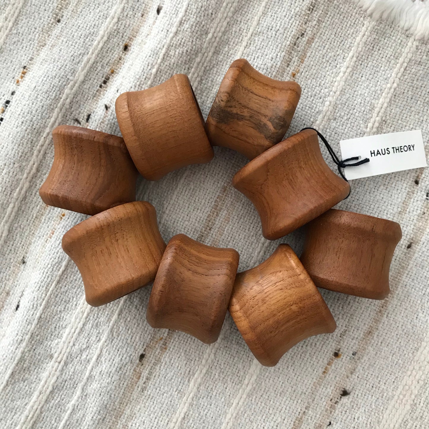 Set of 8 Vintage Wooden Napkin Rings