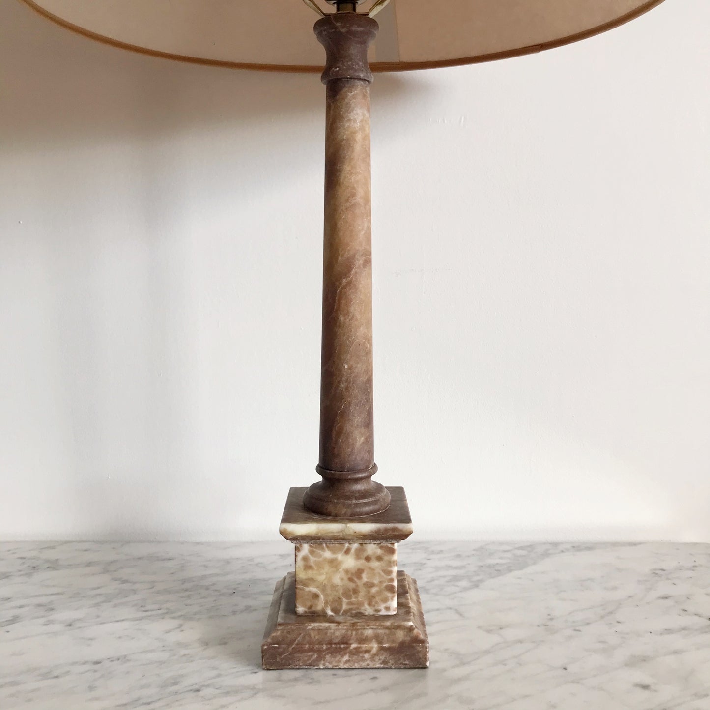 Vintage Slender Alabaster Column Table Lamp, Italy