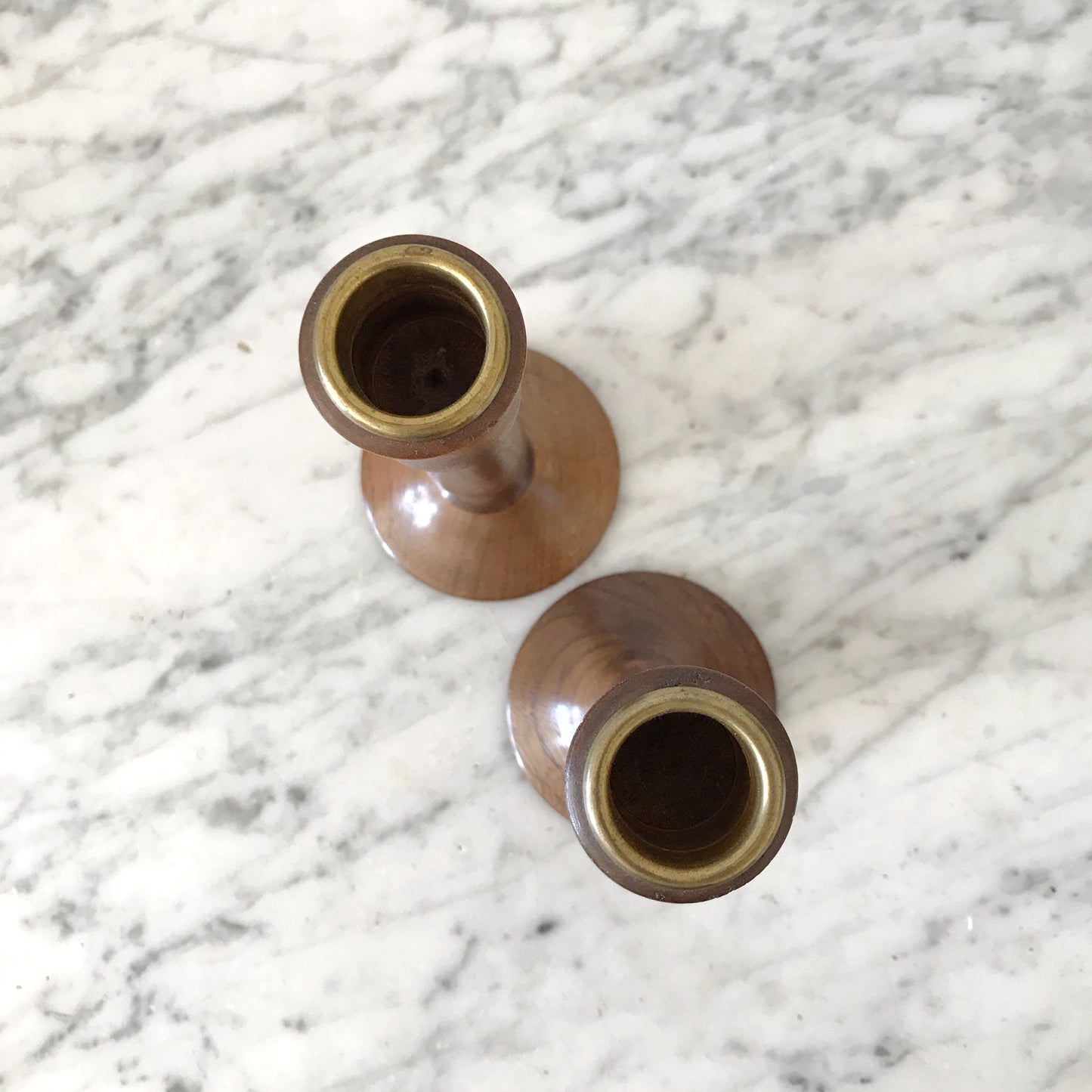 Pair of Wood Candlestick Holders