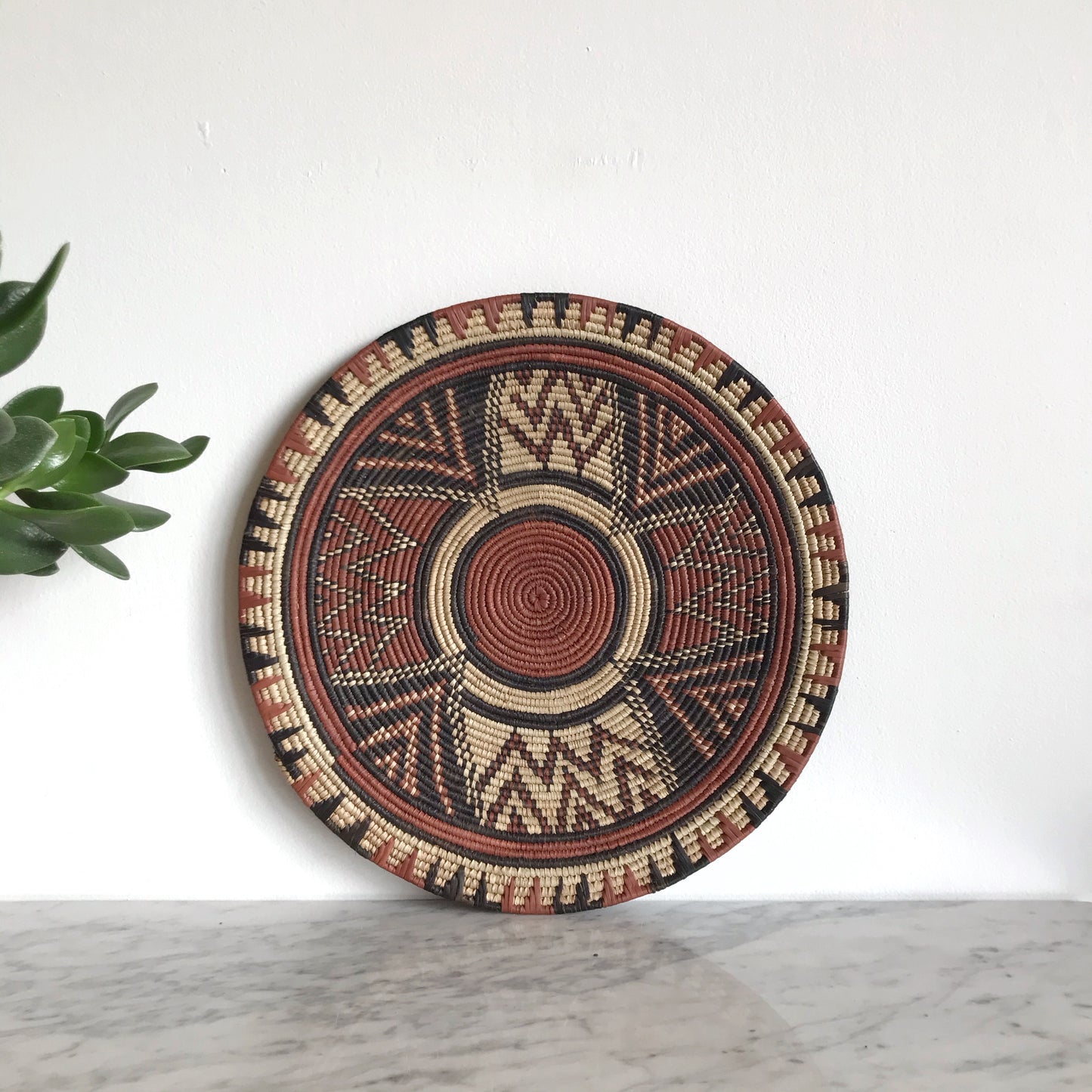 Vintage Hand-Woven Grass Medallion, 14”