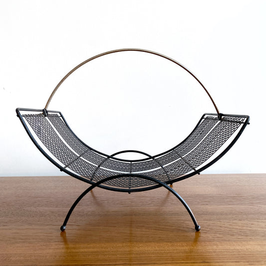 Vintage Atomic Ranch Wire + Mesh Magazine Rack