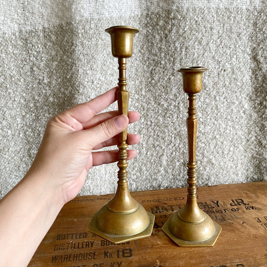 Pair of XL Vintage Brass Candlestick Holders