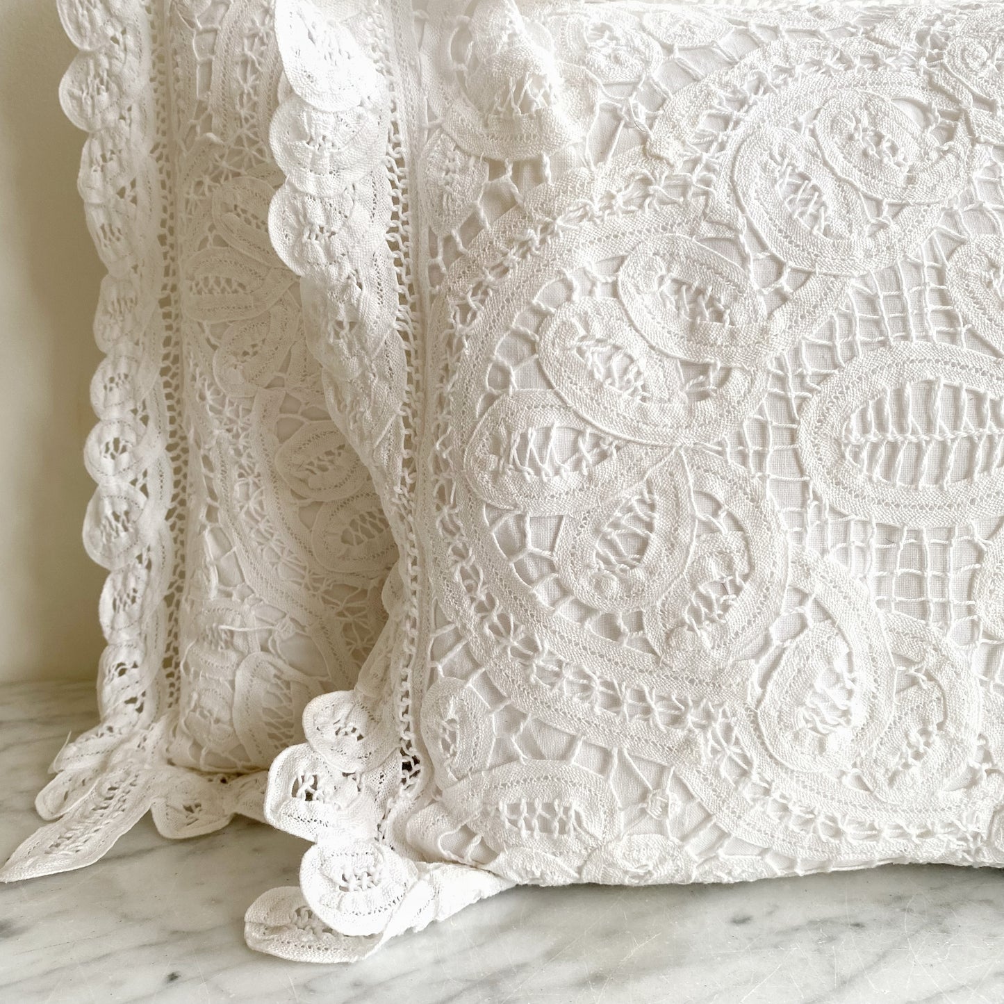 Vintage Crochet Lace Pillow, 11x14