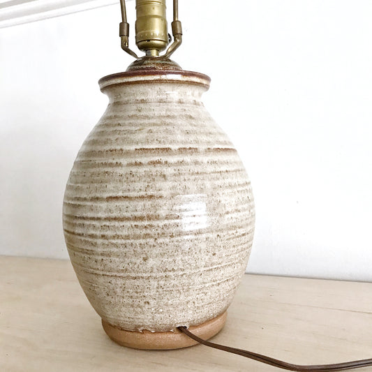 Vintage Stoneware Lamp with Abstract Glaze