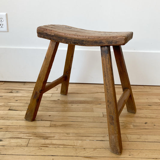 Antique Primitive Wood Stool