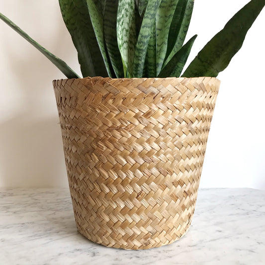 Large Vintage Woven Grass Planter Basket