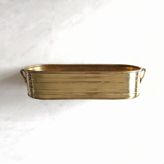 Long Vintage Brass Planter with Handles