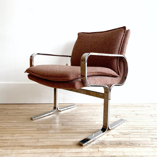 MCM Upholstered Chair with Chrome Frame