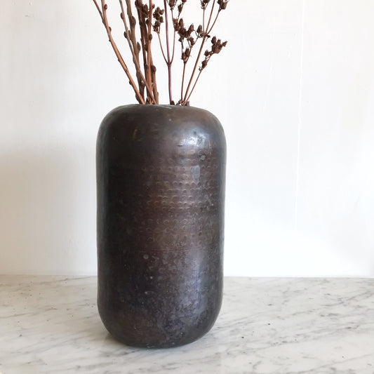 XL Vintage Hammered Bronze Vase