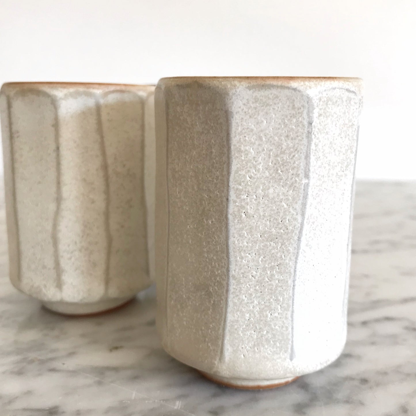 Set of 3 Vintage Faceted Ceramic Cups