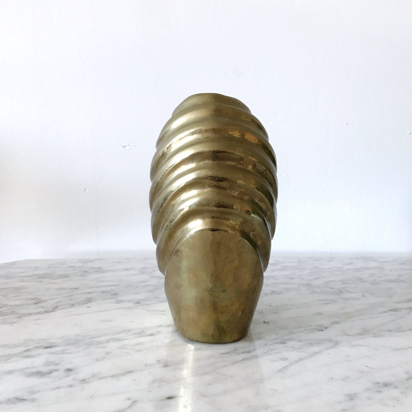 Sculptural Vintage Brass Vase