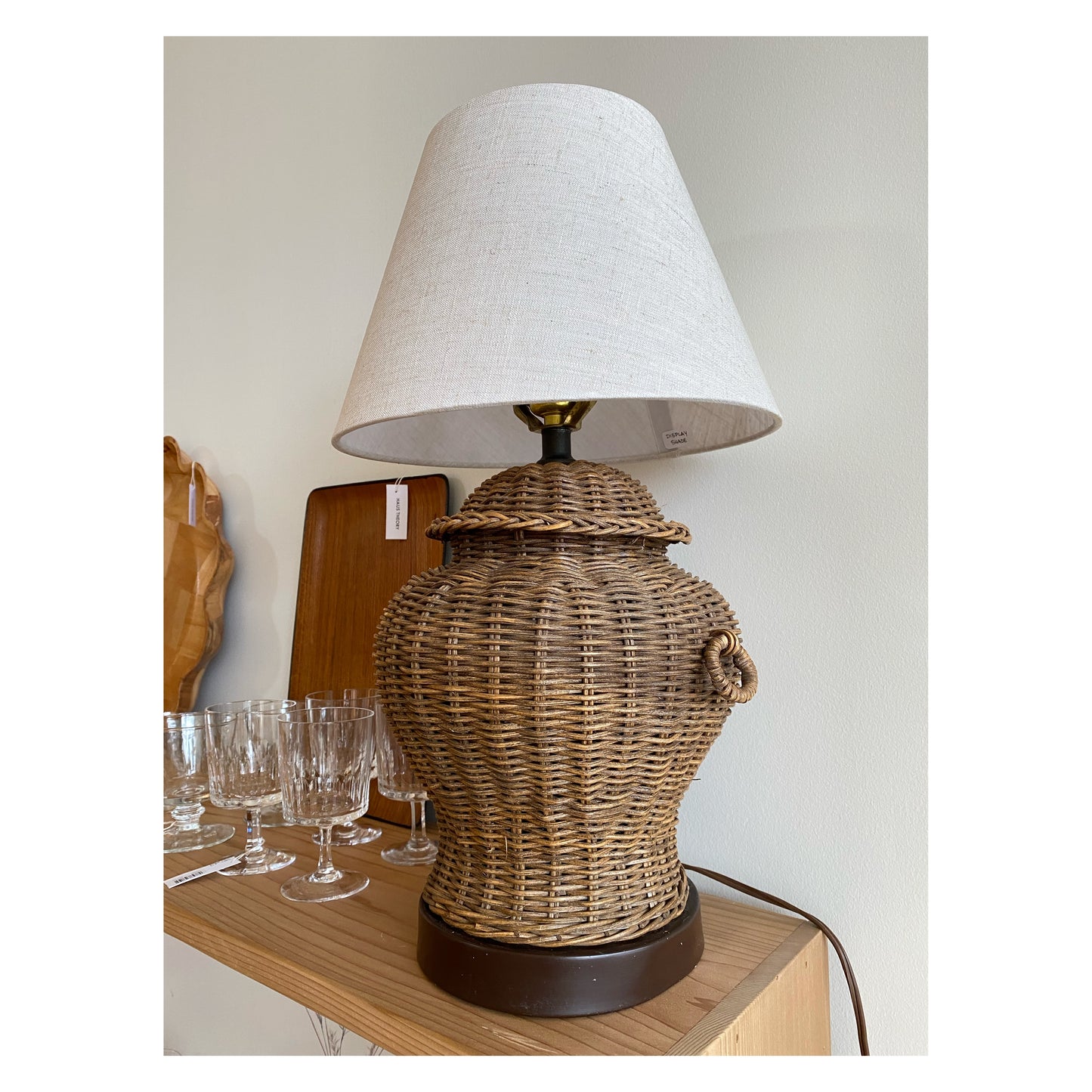 Vintage Dark Wicker Lamp Base