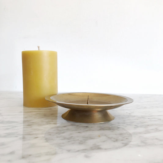 Vintage Footed Brass Pillar Stand