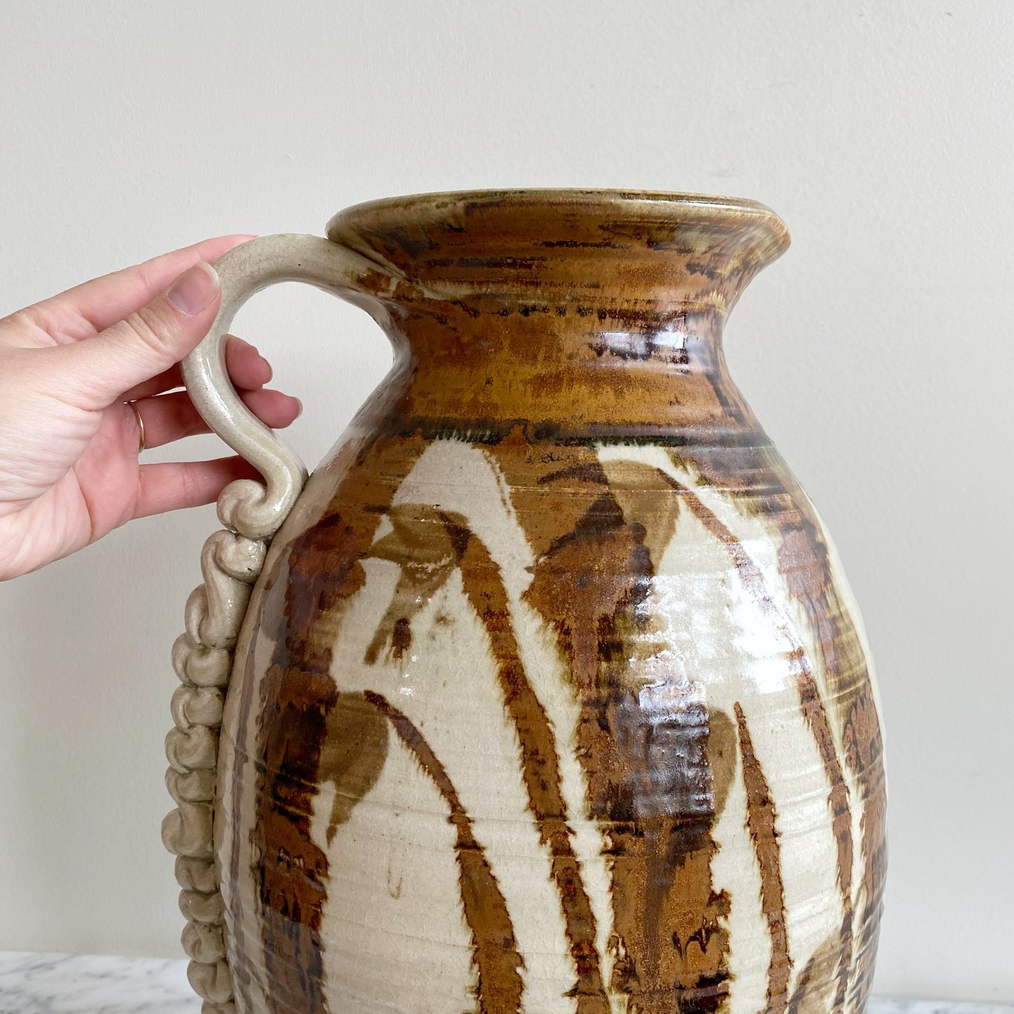 XXL Handcrafted Stoneware Floor Pitcher, 16.5”