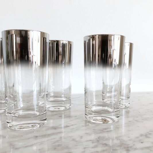 Set of 6 Vintage Silver Ombré Glasses