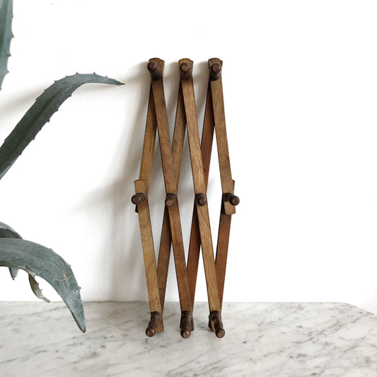 XL Vintage Wooden Accordion Peg Rack