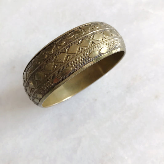 Vintage Textured Brass Cuff Bracelet