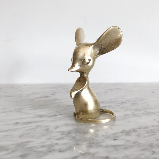 Vintage Brass Mouse, 5.25”