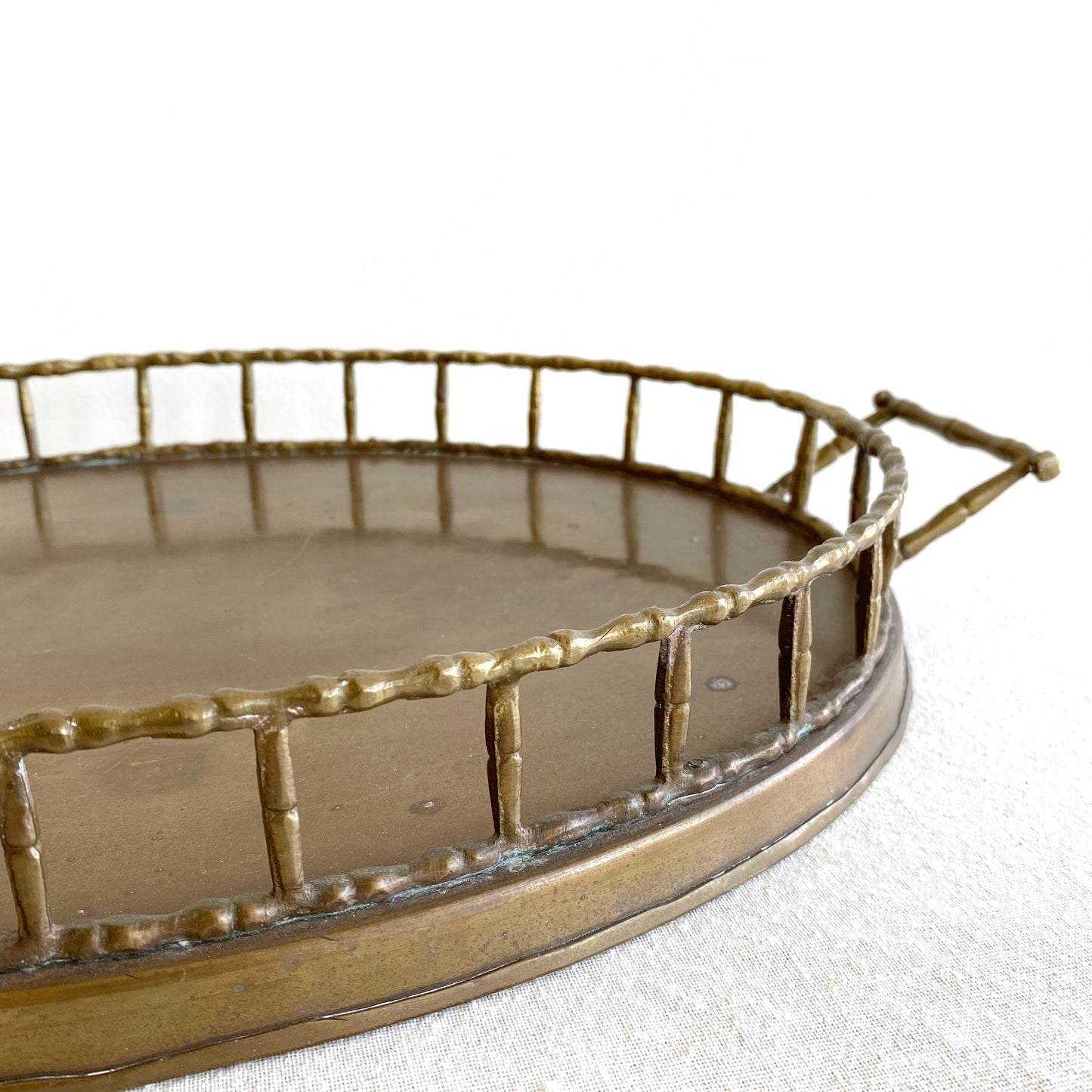 XL Vintage Brass Tray with Rail