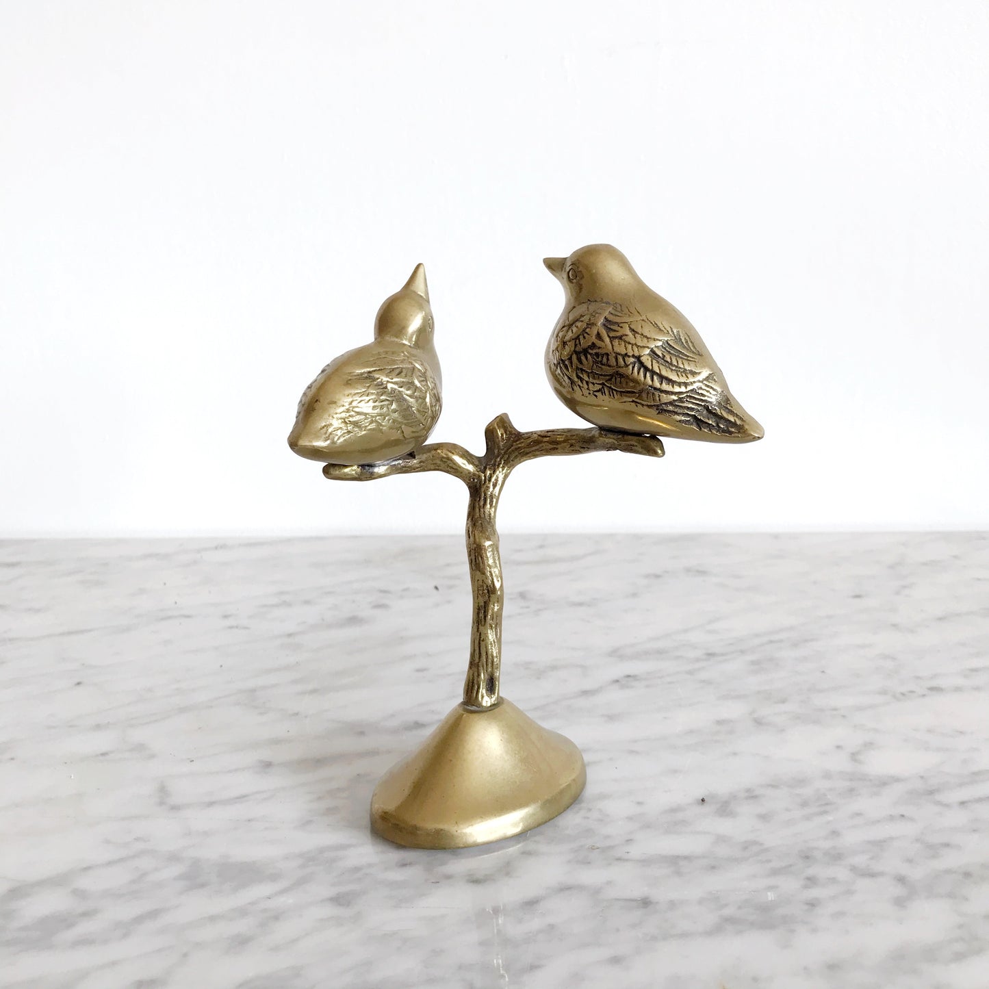 Vintage Brass Lovebirds in Tree