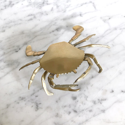 Vintage Brass Crab Trinket Box