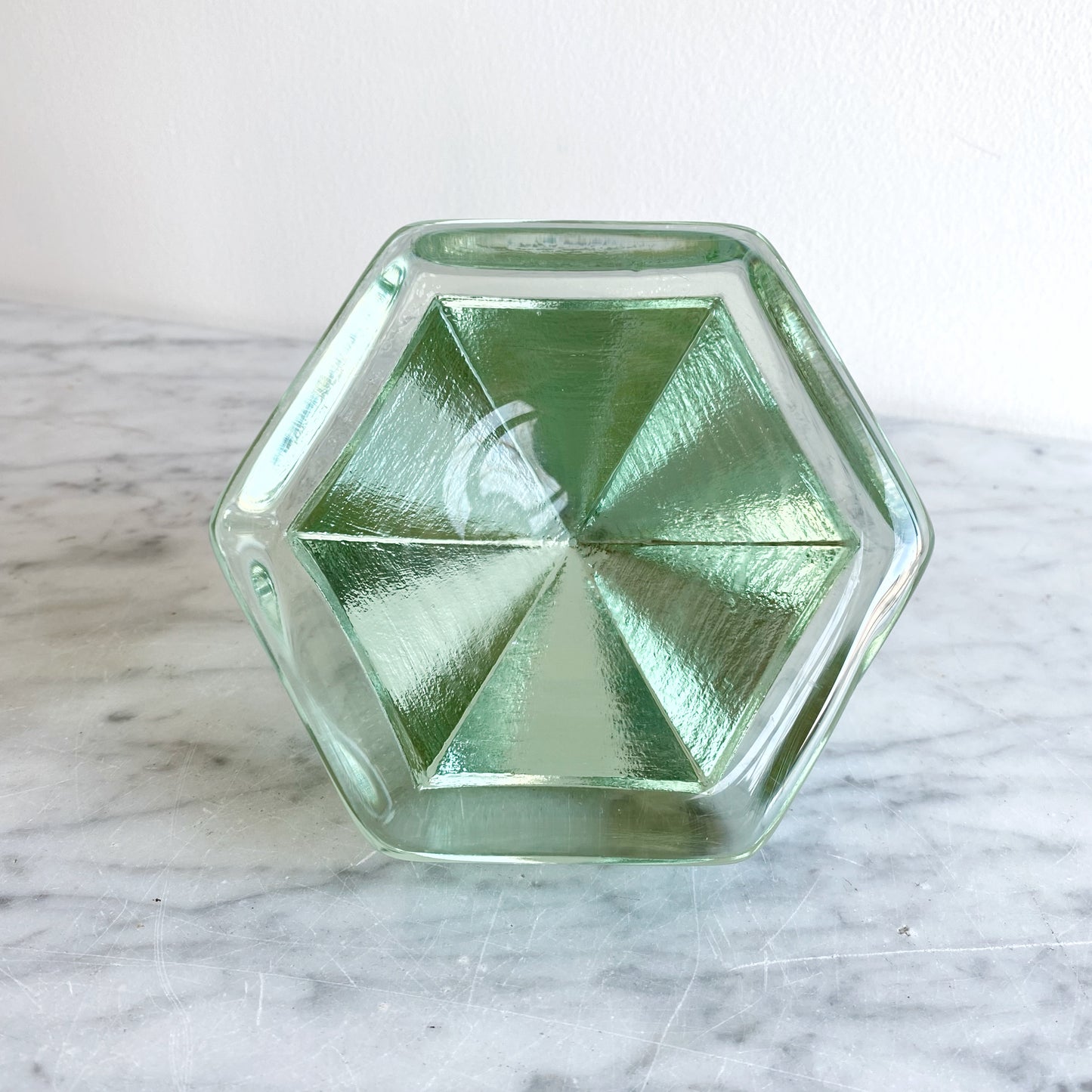 Found Aqua Glass Prism Paperweight / Deck Prism