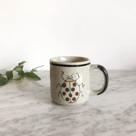 Vintage Stoneware Ladybug Mug