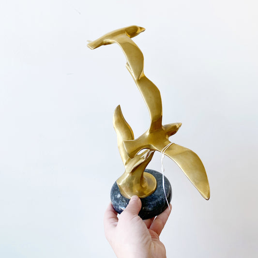 Vintage MCM Brass Seagull Sculpture