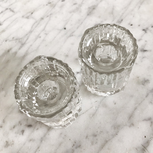 Pair of Glass Candle Holders, HUMPPILA Finland