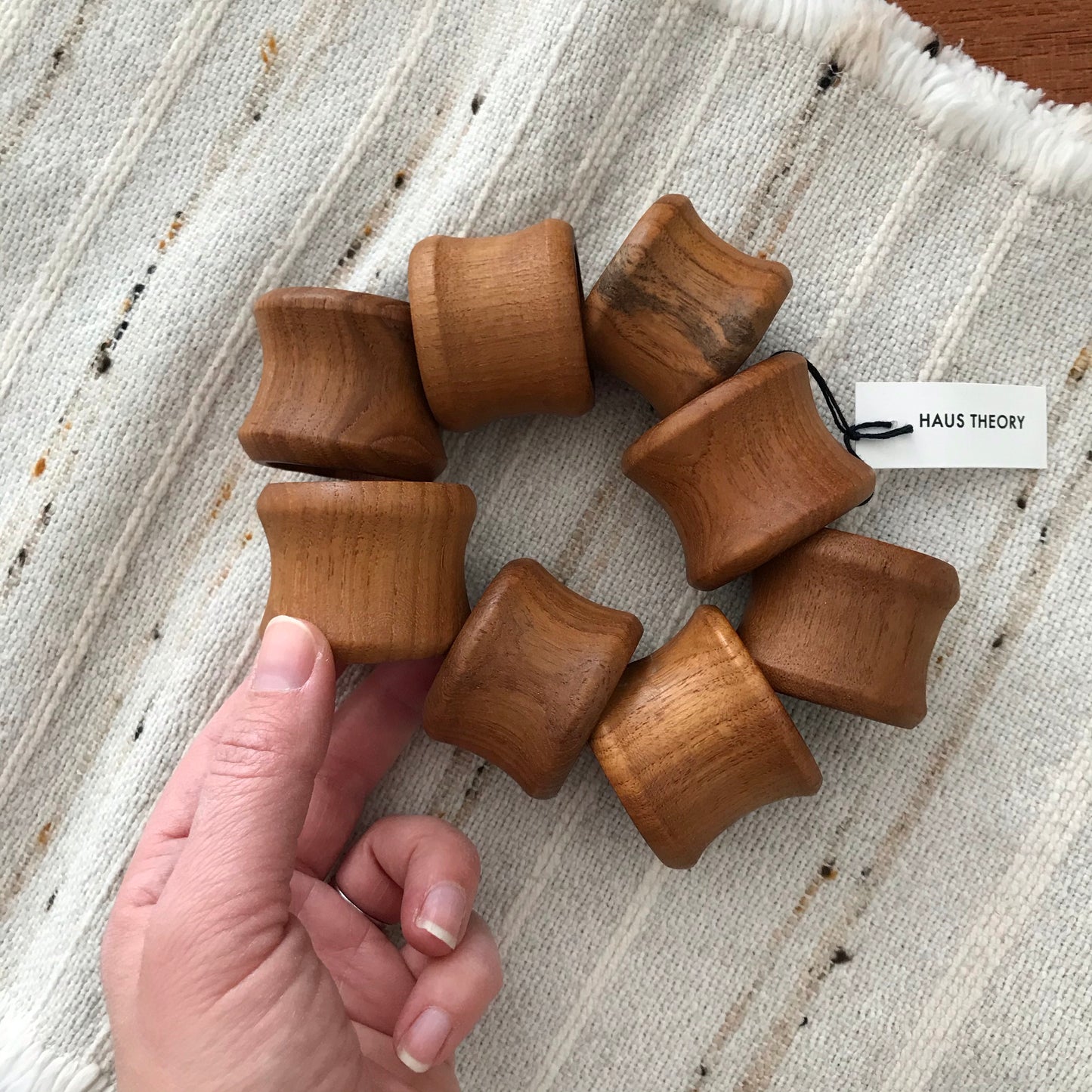 Set of 8 Vintage Wooden Napkin Rings