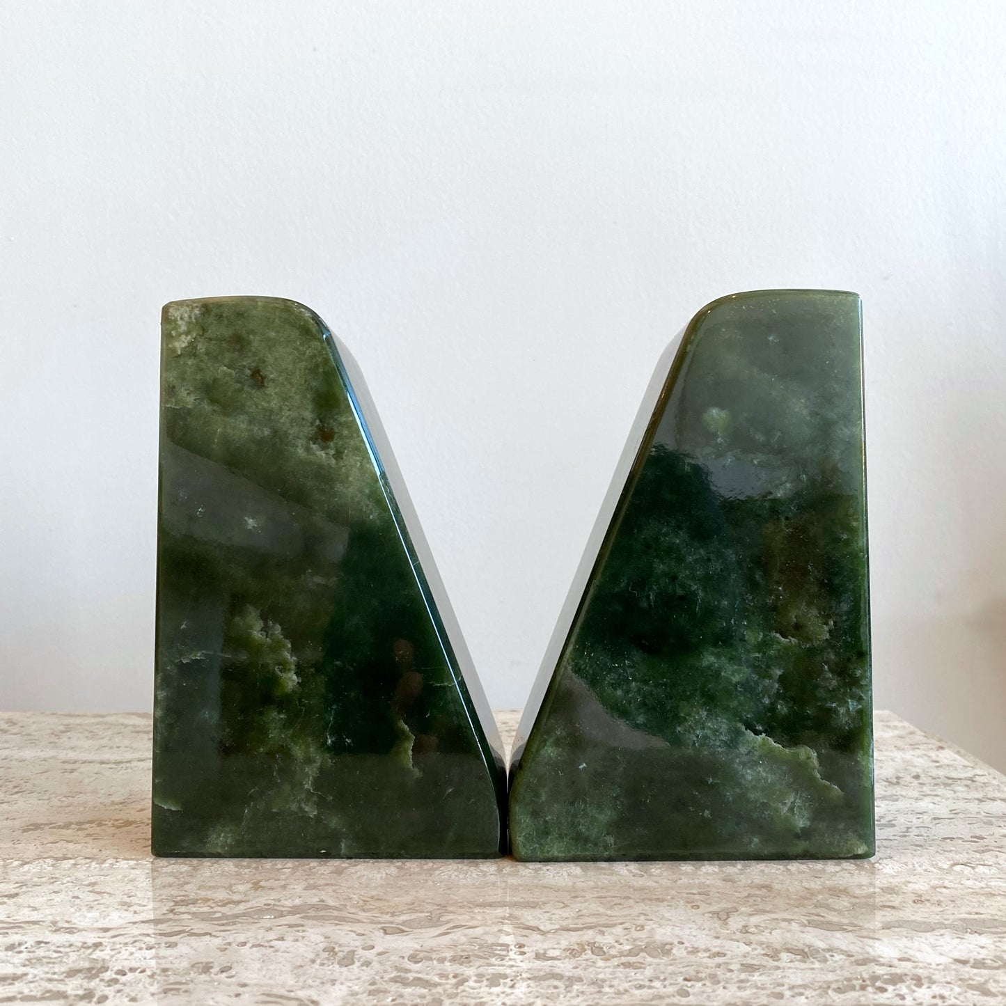 Vintage Green Stone Bookends