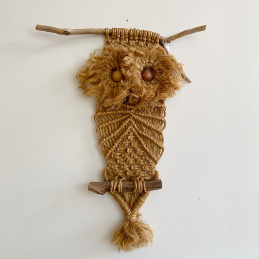 Large Vintage Woven Macrame Owl
