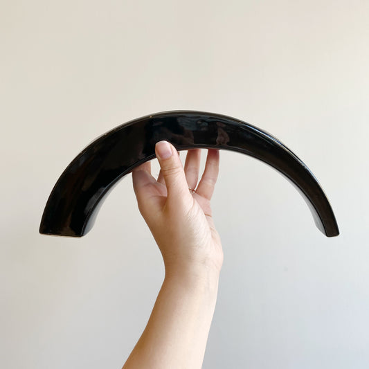 Vintage Black Ceramic Ikebana Vase
