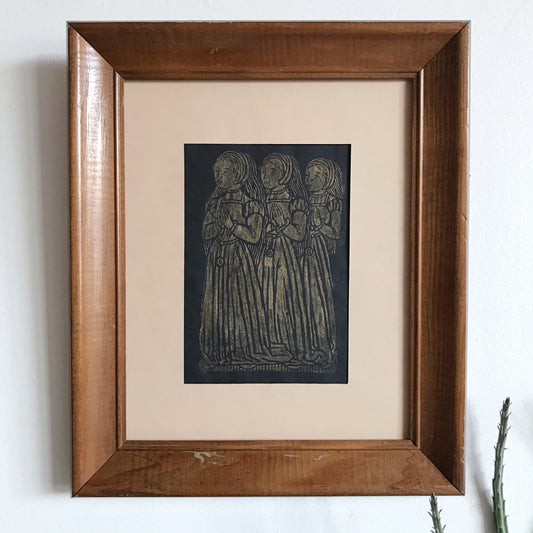 Vintage Framed Print with Figures (10 x 12)