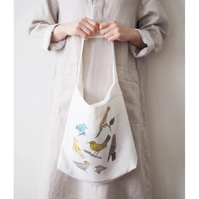 Isabelle Boinot Linen Bag: Birds
