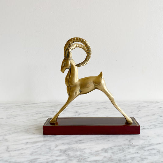 Vintage Brass Ram / Antelope on Stand
