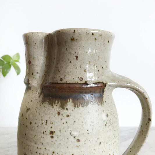 Large Vintage Speckled Pottery Pitcher