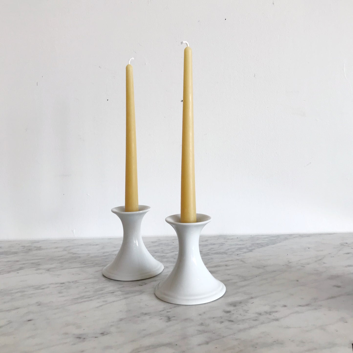 Pair of Simple Porcelain Candle Holders