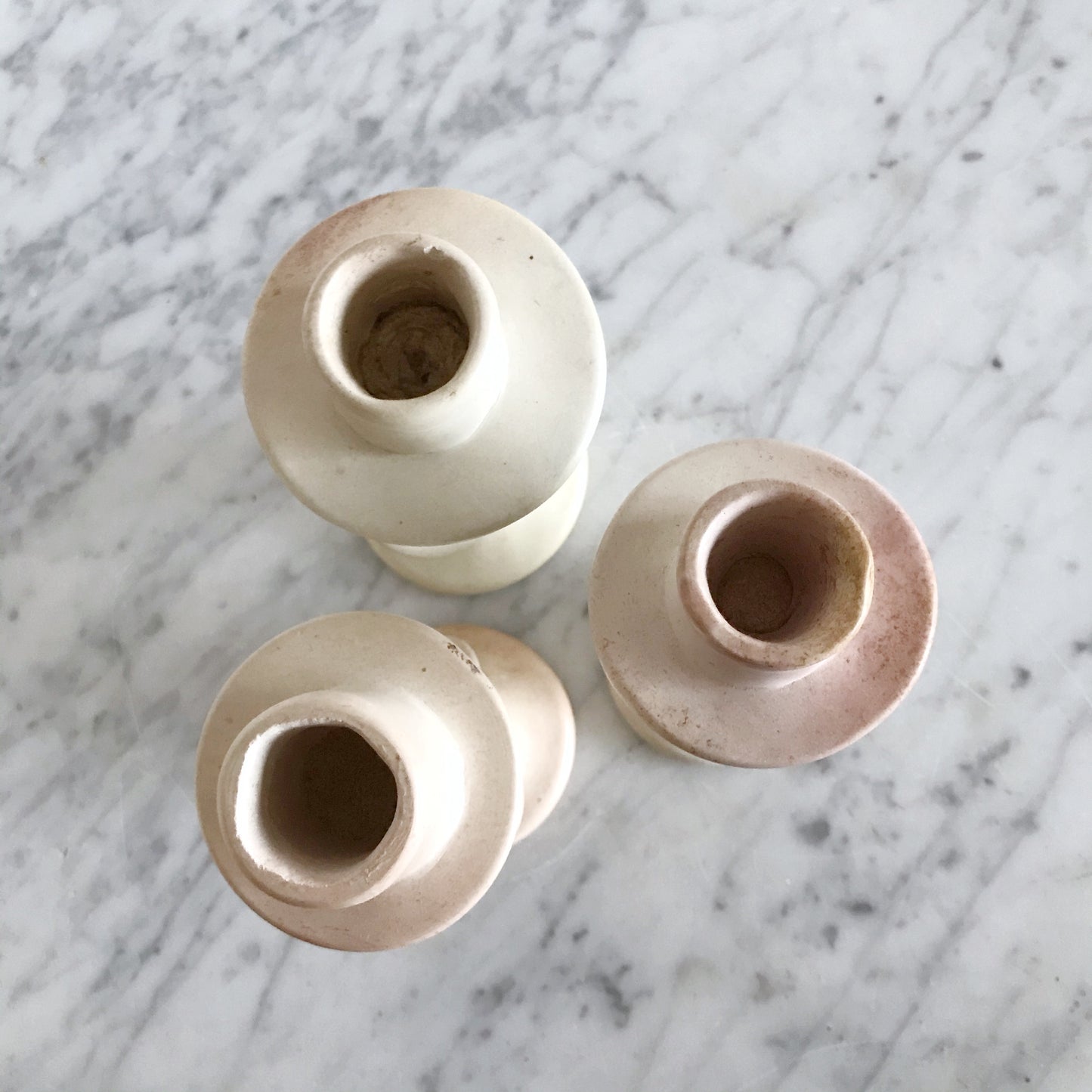 Set of 3 Spiral Soapstone Candle Holders